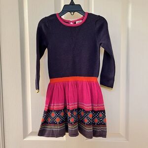 Mini Boden Festive Fair Isle Knit Sweater Dress Long Sleeve Girls Size 2-3 years
